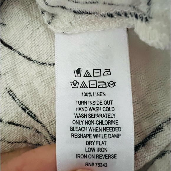 Cynthia Rowley 100% linen rounded neck knit top white/black size Medium - Picture 7 of 9